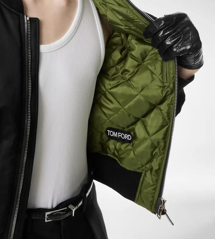SILK SATIN BOMBER BLACK & GREEN online